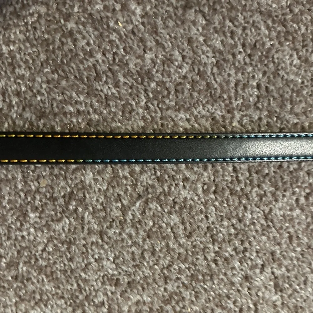 Cat & Jack Black Faux Leather Belt with Multicolor Stitching Girls Size XL